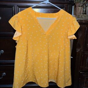 SHEIN Yellow Polka Dot Top
